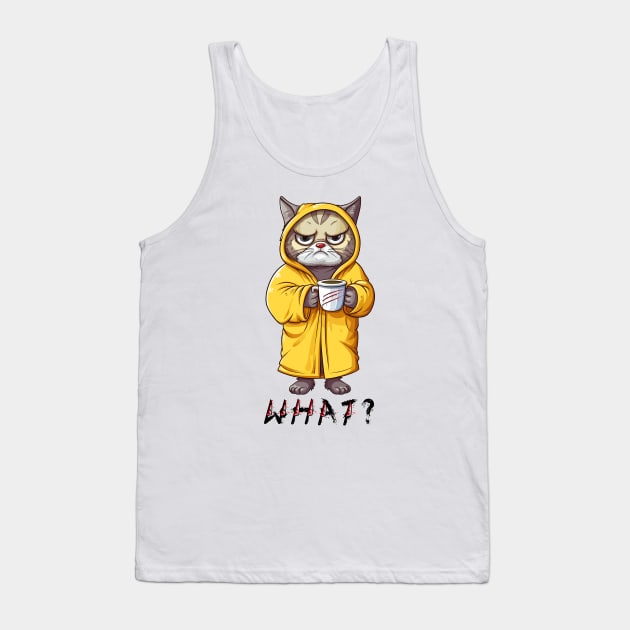 What Cat With Knife Holding A Coffee Cup Tank Top by theworthyquote